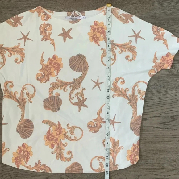 Vila Milano Sioni Sea Flourish Stud Accent Dolman Top - Size XS - Cream - NWT - Picture 7 of 9